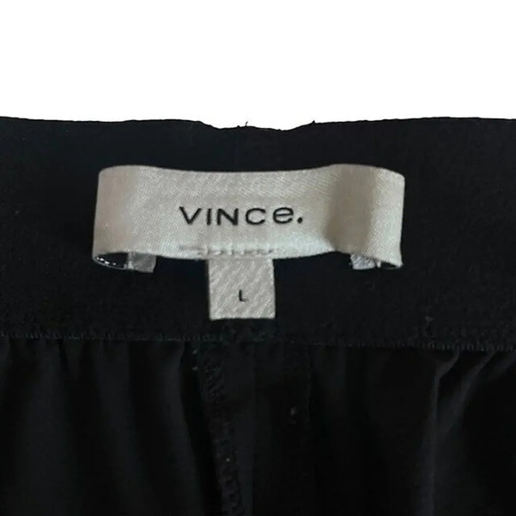 Vince Women's Black Tapered Pull-on Casual Cropped Pants Size Large Side stripe - Picture 4 of 6